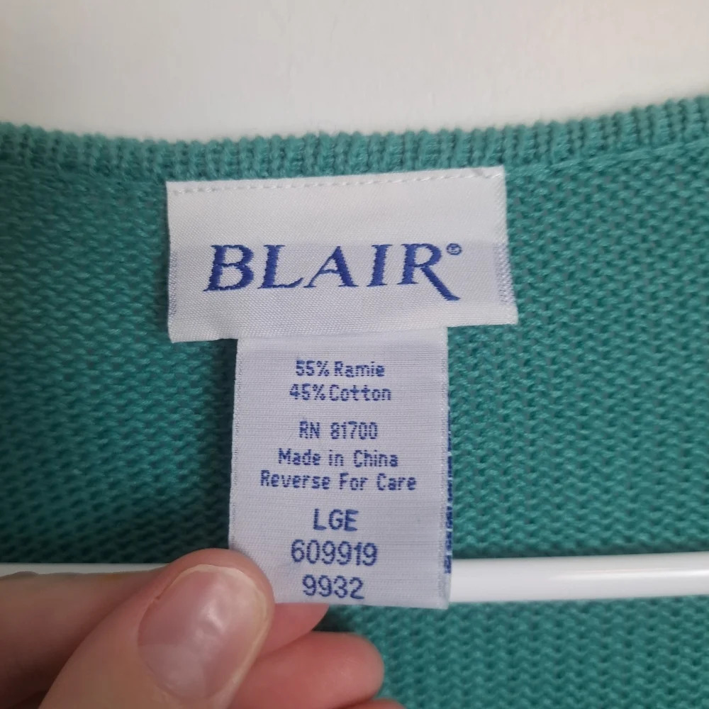 Blair Blue Crochet Boho Lagenlook Cottagecore Fairy‎ Open Cardigan Size Large - Picture 4 of 5